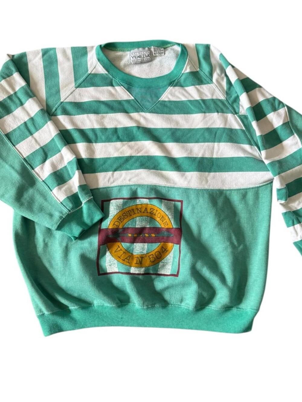 Venezia Green and White Striped Sweatshirt